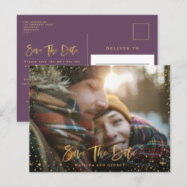 Cartão Postal De Anúncio casamento moderno com fotos do roteiro das estrela