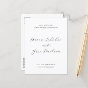 Cartão Postal De Anúncio Casamento Moderno de Daria White Salve a Data