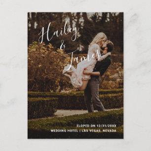 Cartão Postal De Anúncio Casamento Moderno de Foto Elegante