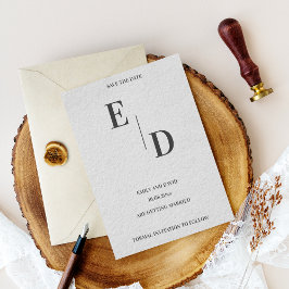 Cartão Postal De Anúncio Casamento Moderno Monograma Preto Branco Salve A D