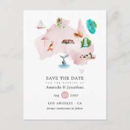 Cartão Postal De Anúncio Casamento na Austrália Save the Date