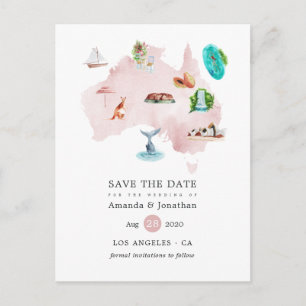 Cartão Postal De Anúncio Casamento na Austrália Save the Date