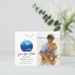Cartão Postal De Anúncio Casamento na Praia Costeira da Flórida Salve a Dat