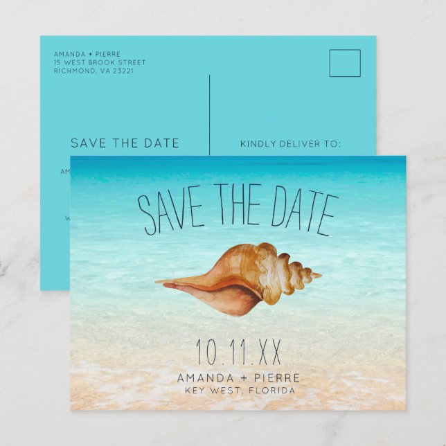 Cartão Postal De Anúncio Casamento na Praia de Key West Flórida (Frente/Verso)