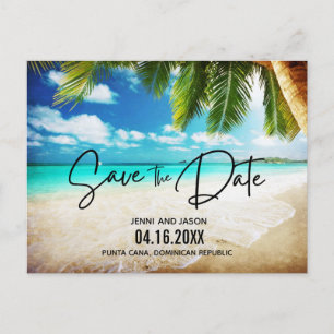 Cartão Postal De Anúncio Casamento na Praia Destino Salve A Data