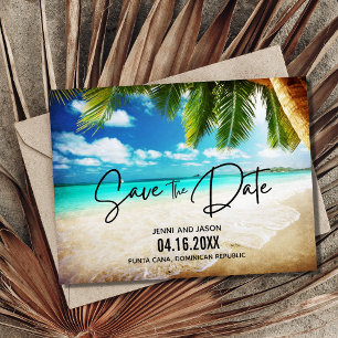Cartão Postal De Anúncio Casamento na Praia Destino Salve A Data