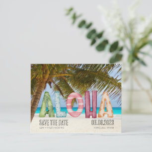Cartão Postal De Anúncio Casamento na Praia do Havaí Aloha Save the Date