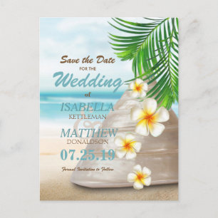 Cartão Postal De Anúncio Casamento na Praia para o Sr e Sra Salve a Data