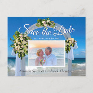 Cartão Postal De Anúncio Casamento na Praia Salve a Data