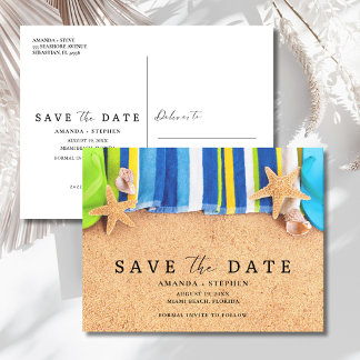 Cartão Postal De Anúncio Casamento na Praia Salve a Data