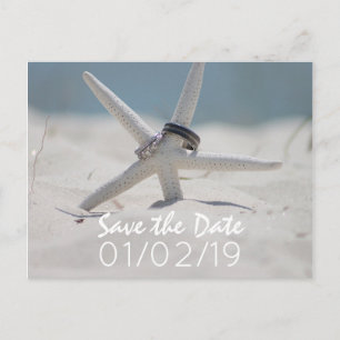 Cartão Postal De Anúncio Casamento na Praia Salve a Data com foto
