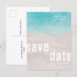Cartão Postal De Anúncio Casamento na Praia Tropical Aquarela