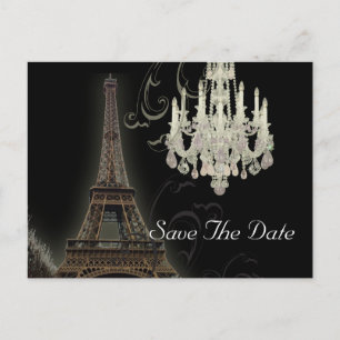 Cartão Postal De Anúncio casamento na Torre Eiffel em Paris save the date