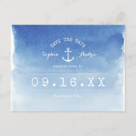 Cartão Postal De Anúncio Casamento náutico de praia com aquarelas, exceto d