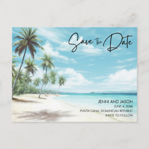 Cartão Postal De Anúncio Casamento no Destino de Praia - Salve a Data