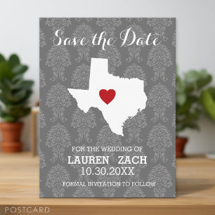 Cartão Postal De Anúncio Casamento no Estado de origem Salve a Data Texas