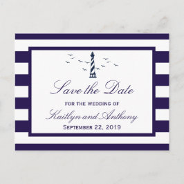 Cartão Postal De Anúncio Casamento no Farol Náutico Salvar a Data