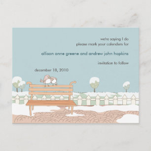 Cartão Postal De Anúncio Casamento no inverno Whimsical Salve o Cartão-Post