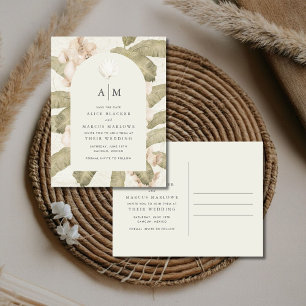 Cartão Postal De Anúncio Casamento no Jardim Botânico Elegante Salve o Dia