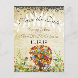 Cartão Postal De Anúncio Casamento no Ramo Lateral da Floresta Encantada