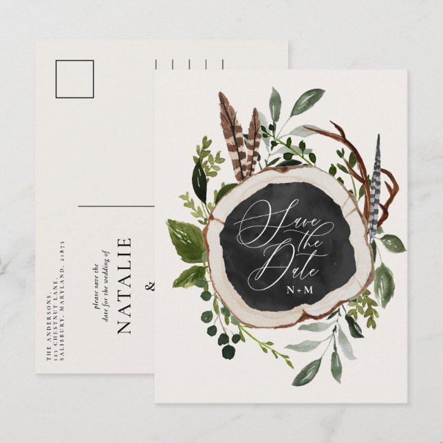 Cartão Postal De Anúncio Casamento outono de fazenda rústica elegante (Frente/Verso)