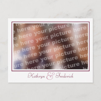 Cartão Postal De Anúncio Casamento personalizado de ameixa de fotos salvar
