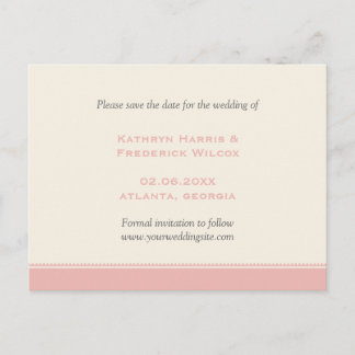 Cartão Postal De Anúncio Casamento personalizado de borda cor-de-rosa salva