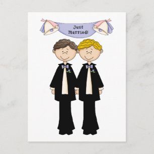 Cartão Postal De Anúncio Casamento personalizável de Recem casados masculin