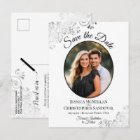 Casamento Prata e Branco Salve a Data Foto Oval