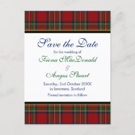 Cartão Postal De Anúncio Casamento Real Stewart Tartan Salve um Cartão-Post