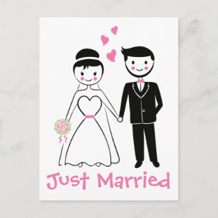 Cartão Postal De Anúncio Casamento Recem casados de Noite Negra