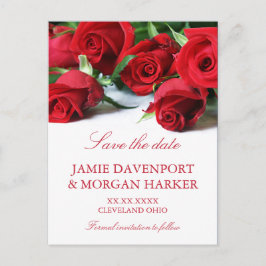 Cartão Postal De Anúncio Casamento romântico de Rosas vermelhas Salvar a Da