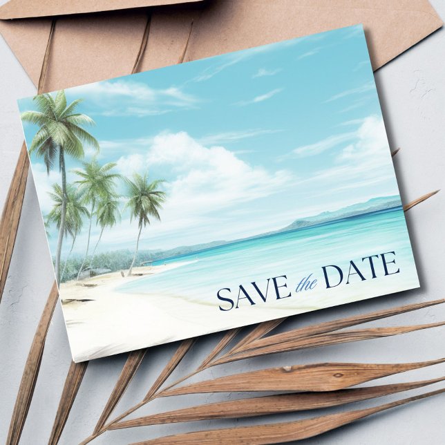Cartão Postal De Anúncio Casamento Romântico em Praia Salva a Data (Romantic Watercolor Beach Wedding Save the Date)