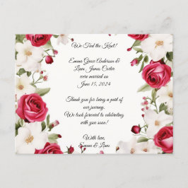 Cartão Postal De Anúncio Casamento Romântico Rosa Vermelha & Lírio-do-Val