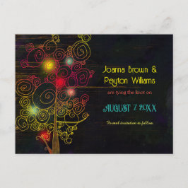 Cartão Postal De Anúncio Casamento Rural à Noite Rústica Salve a Data