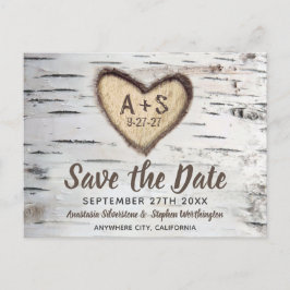 Cartão Postal De Anúncio Casamento Russo da Árvore Birch Salva a Data