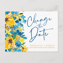 Cartão Postal De Anúncio Casamento russo de girassol muda a data