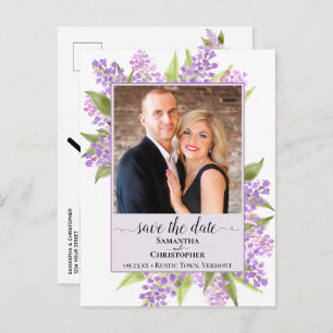 Cartão Postal De Anúncio Casamento Rustic Lilacs Salve a Lavanda de Fotogra
