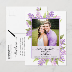 Cartão Postal De Anúncio Casamento Rustic Lilacs Salve a Lavanda de Fotogra