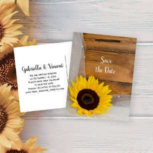 Cartão Postal De Anúncio Casamento Rustic Yellow Sunflower Casamento Salvar