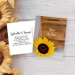 Cartão Postal De Anúncio Casamento Rustic Yellow Sunflower Casamento Salvar