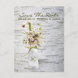 Cartão Postal De Anúncio casamento rústico campo flor silvestre bétula bran