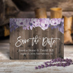 Cartão Postal De Anúncio Casamento Rústico com Barn Floral Salva a Data<br><div class="desc">Casamento Rústico de Barão Floral Roxo Salve os Anúncios de Data.</div>