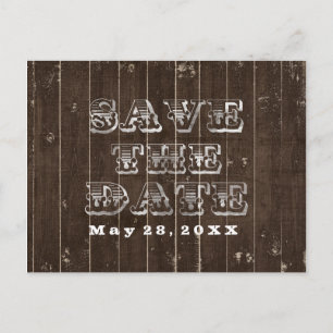 Cartão Postal De Anúncio Casamento Rústico Country Western SAVE THE DATE Ti