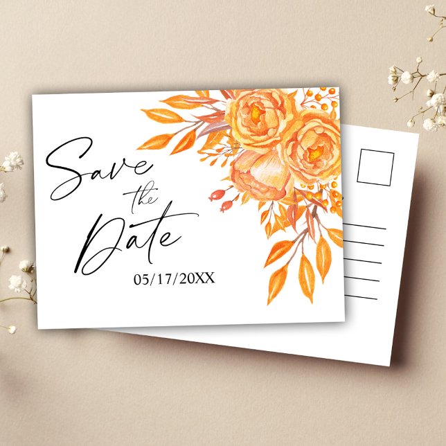 Cartão Postal De Anúncio Casamento Rústico Floral - Salve a Data (Floral Rustic Wedding Save The Date Announcement Postcard)
