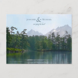 Cartão Postal De Anúncio Casamento rústico na natureza do lago nas montanha