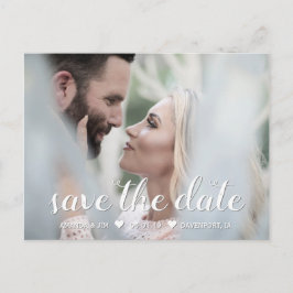 Cartão Postal De Anúncio Casamento Salvar a Data | Script Moderno Elegante