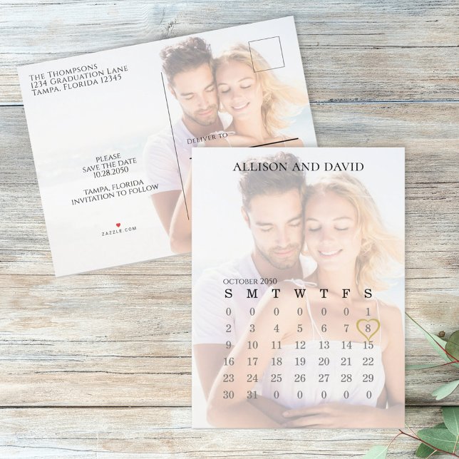 Cartão Postal De Anúncio Casamento Salvar a Foto da Linha do Calendário 6 (Criador carregado)