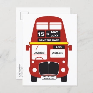 Cartão Postal De Anúncio Casamento Salve a Data Ônibus de Londres