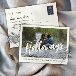 Cartão Postal De Anúncio Casamento Simples de Destino de Foto Salve a Data